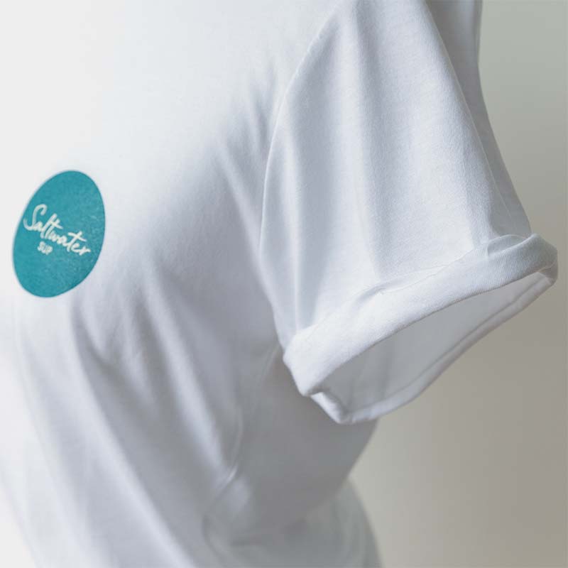 Saltwater SUP white t-shirt with rolled sleeve