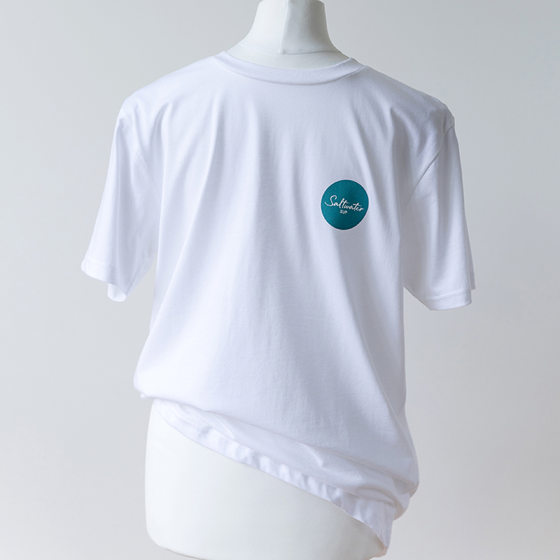 Saltwater SUP white t-shirt with circle logo